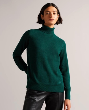 Pull Ted Baker Cashmere Blend Roll Neck Vert Foncé Femme | GKN-02549622